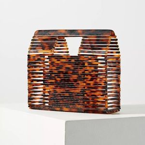Anthropologie Caged Lucite Basket Bag in tortoise shell